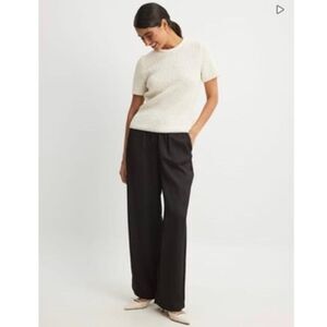Elastic Waist Mid Rise Satin Pants